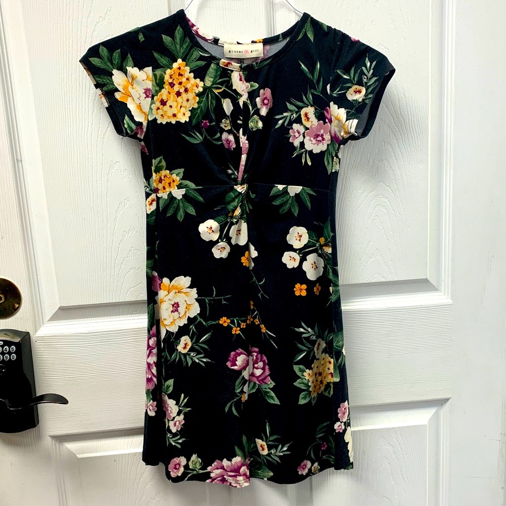 Glitter Girl Black Floral Dress Size 10